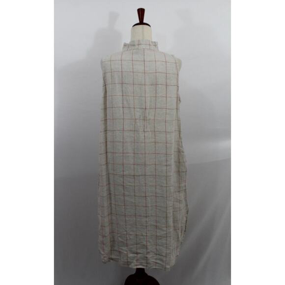SOST South Street Linen 1 M 10/12 Beige Red Jane Tunic Check Linen Tank Dress - Picture 4 of 9